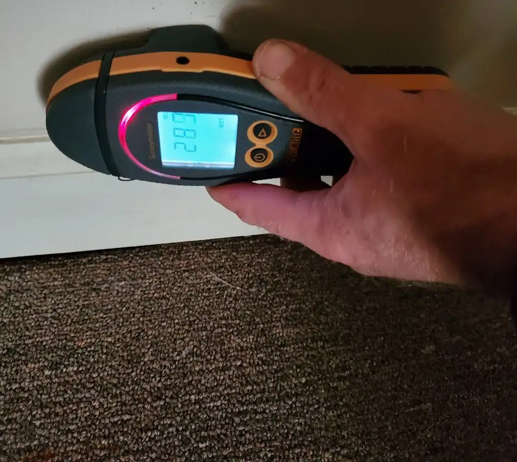 Moisture detection at baseboard during Burst Pipe Cleanup in Greenbelt